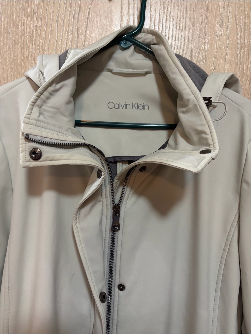 Calvin Klein Women's Cream Hooded Trench Coat